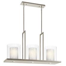  42548CLP - Triad 40" 6 Light Linear Chandelier with Uplights and Downlights and Clear Glass Outer and White