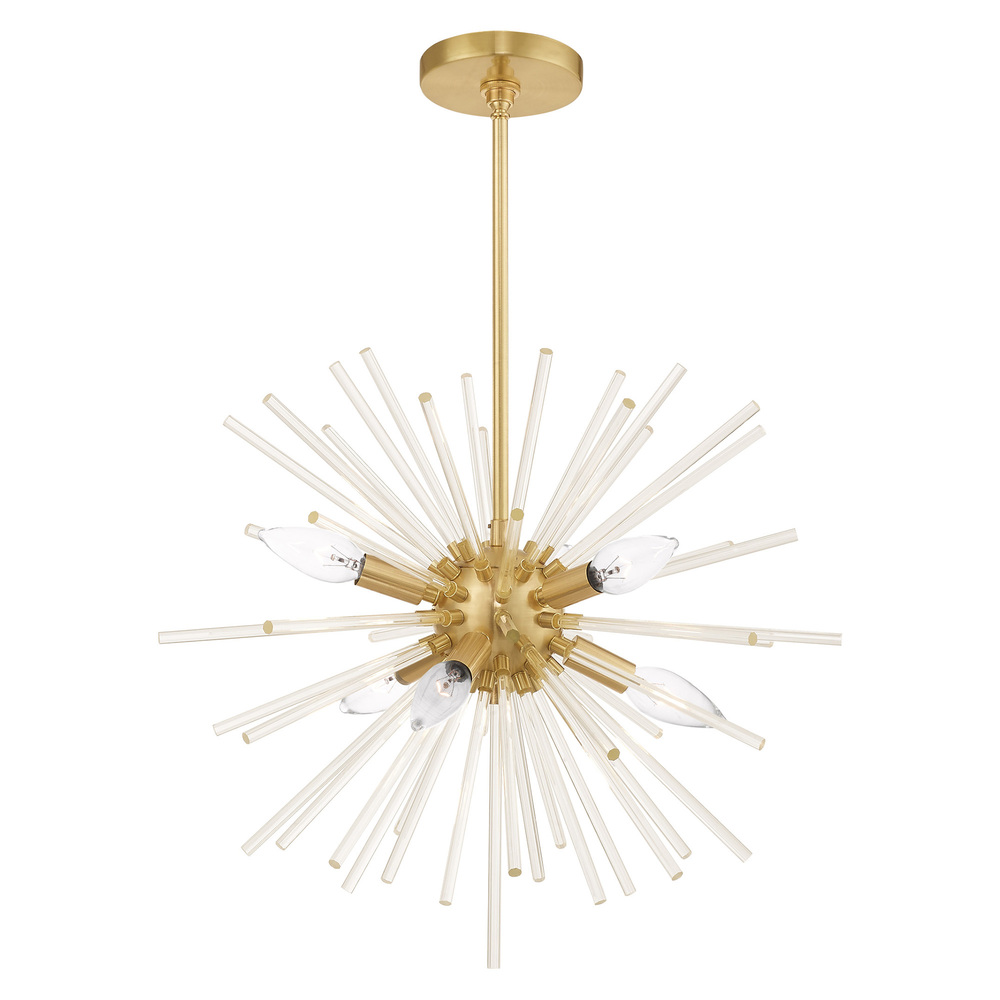 6 Lt Satin Brass Pendant Chandelier *CALL FOR CLEARANCE $*