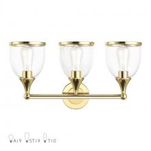  14133-02 - 3 Light Polished Brass Vanity Sconce with Mouth Blown Clear Glass