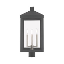  20586-76 - 3 Lt Scandinavian Gray Outdoor Post Top Lantern