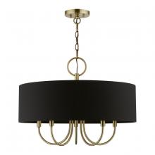  40115-01 - 5 Light Antique Brass Pendant Chandelier