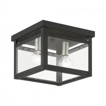  4031-04 - 2 Light Black with Brushed Nickel Finish Candles Square Flush Mount