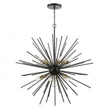  46177-68 - 13 Light Shiny Black with Polished Brass Accents Extra Large Foyer Chandelier