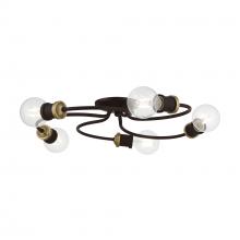  46385-07 - 5 Light Bronze with Antique Brass Accents Large Flush Mount