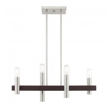  46864-91 - 4 Lt Brushed Nickel & Bronze Linear Chandelier