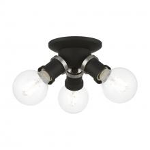  47169-04 - 3 Light Black with Brushed Nickel Accents Flush Mount