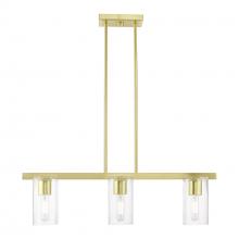  49273-12 - 3 Light Satin Brass Linear Chandelier