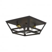  49560-07 - 2 Light Bronze with Antique Brass Accents Flush Mount