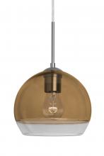  1JC-ALLY8AM-SN - Besa, Ally 8 Cord Pendant, Amber/Clear, Satin Nickel Finish, 1x60W Medium Base