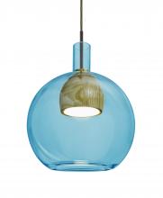  1JC-BENJIBLMD-LED-BR - Besa, Benji Cord Pendant, Blue/Medium, Bronze Finish, 1x9W LED