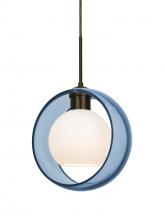  1JC-MANABL-LED-BR - Besa Mana Pendant, Blue/Opal, Bronze Finish, 1x9W LED