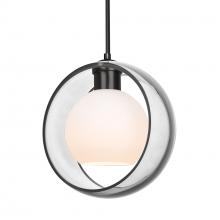 Besa Lighting 1JC-MANACL-LED-BK - Besa Mana Pendant, Clear/Opal, Black Finish, 1x9W LED