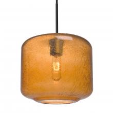  1JC-NILES10AM-EDIL-BK - Besa Niles 10 Pendant, Amber Bubble, Black Finish, 1x4W LED Filament