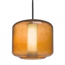  1JC-NILES10AO-LED-BK - Besa Niles 10 Pendant, Amber Bubble/Opal, Black Finish, 1x5W LED