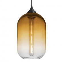 Besa Lighting 1JC-OMEGA12AM-EDIL-BK - Besa, Omega 12 Cord Pendant, Amber/Clear, Black Finish, 1x4W LED Filament LED Filament