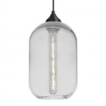 Besa Lighting 1JC-OMEGA12CL-EDIL-BK - Besa, Omega 12 Cord Pendant, Clear, Black Finish, 1x4W LED Filament