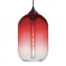 Besa Lighting 1JC-OMEGA12RD-EDIL-BK - Besa, Omega 12 Cord Pendant, Red/Clear, Black Finish, 1x4W LED Filament