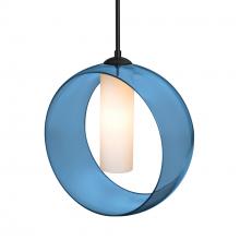 Besa Lighting 1JC-PLATOBL-LED-BK - Besa, Plato Cord Pendant, Blue/Opal, Black Finish, 1x5W LED