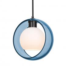 Besa Lighting 1JT-MANABL-LED-BK - Besa Mana Pendant, Blue/Opal, Black Finish, 1x9W LED