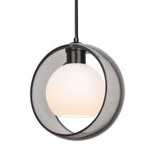Besa Lighting 1JT-MANASM-LED-BK - Besa Mana Pendant, Smoke/Opal, Black Finish, 1x9W LED