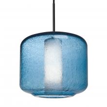  1JT-NILES10BO-LED-BK - Besa Niles 10 Pendant, Blue Bubble/Opal, Black Finish, 1x5W LED