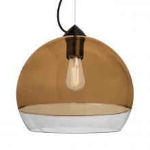  1KX-ALLY12AM-EDIL-BK - Besa, Ally 12 Cable Pendant, Amber/Clear, Black Finish, 1x8W LED Filament