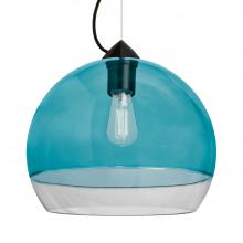  1KX-ALLY12BL-EDIL-BK - Besa, Ally 12 Cable Pendant, Coral Blue/Clear, Black Finish, 1x8W LED Filament