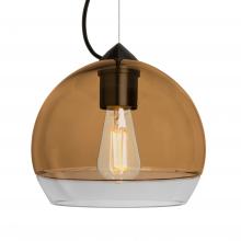  1KX-ALLY8AM-EDIL-BK - Besa, Ally 8 Cable Pendant, Amber/Clear, Black Finish, 1x8W LED Filament