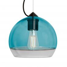  1KX-ALLY8BL-EDIL-BK - Besa, Ally 8 Cable Pendant, Coral Blue/Clear, Black Finish, 1x8W LED Filament