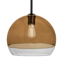  1TT-ALLY12AM-EDIL-BK - Besa, Ally 12 Stem Pendant, Amber/Clear, Black Finish, 1x8W LED Filament