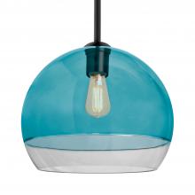  1TT-ALLY12BL-EDIL-BK - Besa, Ally 12 Stem Pendant, Coral Blue/Clear, Black Finish, 1x8W LED Filament