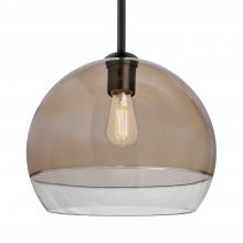  1TT-ALLY12SM-EDIL-BK - Besa, Ally 12 Stem Pendant, Smoke/Clear, Black Finish, 1x8W LED Filament