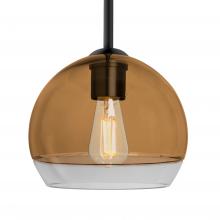  1TT-ALLY8AM-EDIL-BK - Besa, Ally 8 Stem Pendant, Amber/Clear, Black Finish, 1x8W LED Filament