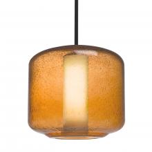  1TT-NILES10AO-LED-BK - Besa Niles 10 Pendant, Amber Bubble/Opal, Black Finish, 1x5W LED