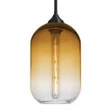  1TT-OMEGA12AM-EDIL-BK - Besa, Omega 12 Stem Pendant, Amber/Clear, Black Finish, 1x4W LED Filament LED Filament