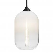  1TT-OMEGA12WH-EDIL-BK - Besa, Omega 12 Stem Pendant, White/Clear, Black Finish, 1x4W LED Filament