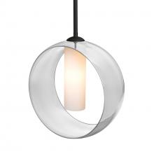  1TT-PLATOCL-LED-BK - Besa, Plato Stem Pendant, Clear/Opal, Black Finish, 1x5W LED