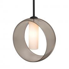  1TT-PLATOSM-LED-BK - Besa, Plato Stem Pendant, Smoke/Opal, Black Finish, 1x5W LED