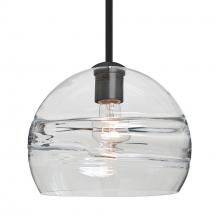  1TT-SPIR10CL-EDIL-BK - Besa Spirit 10 Pendant, Clear, Black Finish, 1x8W LED Filament