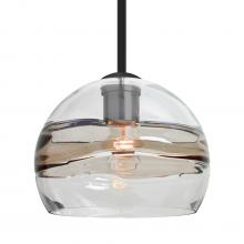  1TT-SPIR8SC-EDIL-BK - Besa Spirit 8 Pendant, Smoke/Clear, Black Finish, 1x8W LED Filament