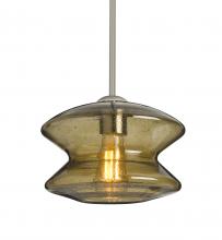  1TT-ZENLT-EDIL-SN - Besa, Zen Stem Pendant , Latte Bubble, Satin Nickel Finish, 1x8W LED Filament