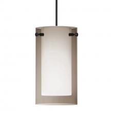  1XC-S44007-LED-BK - Besa Pendant Pahu 4, Black Finish, Transparent Smoke/Opal 1x5W LED