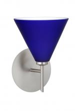  1SW-5121CM-LED-SN - Besa Wall Kani Satin Nickel Cobalt Blue Matte 1x5W LED