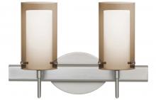  2SW-S44007-LED-SN - Besa Pahu 4 Wall 2SW Transparent Smoke/Opal Satin Nickel 2x5W LED