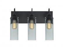 Besa Lighting 3WG-JUNI10BL-EDIL-BK - Besa Juni 10 Vanity, Blue Bubble, Black Finish, 3x7W LED Filament