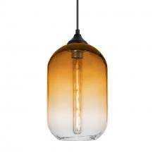  OP-OMEGA12AM-EDIL-BK - Besa, Omega 12 Outdoor Pendant, Amber/Clear, Black Finish, 1x5W LED Filament LED Filament