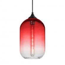  OP-OMEGA12RD-EDIL-BK - Besa, Omega 12 Outdoor Pendant, Red/Clear, Black Finish, 1x5W LED Filament