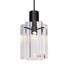 Besa Lighting RXP-ICE4CL-LED-BK - Besa Ice 4 Pendant, Clear Glass, Black Finish, 1x3W LED