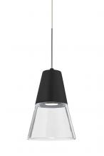  X-TIMO6BC-LED-SN - Besa, Timo 6 Cord Pendant For Multiport Canopies,Clear/Black, Satin Nickel Finish, 1x