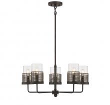  1-7778-5-181 - Granada 5-Light Chandelier in Gunsmoke with Gray Rattan